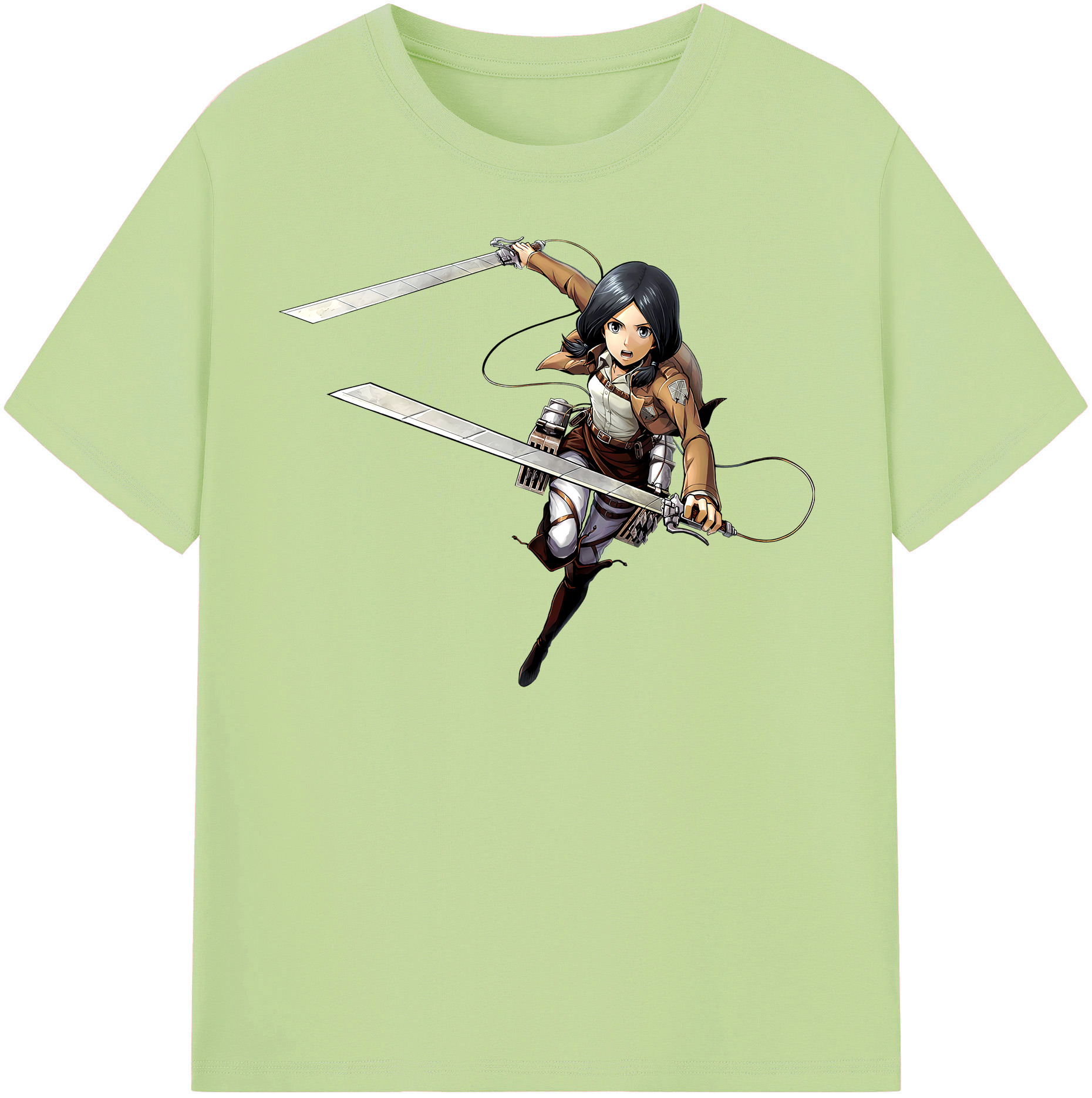 （画像用） 進撃の巨人 ミカサ·アッカーマン Attack on Titan Mikasa Ackerman 綿100％半袖Tシャツ（フロントプリント）